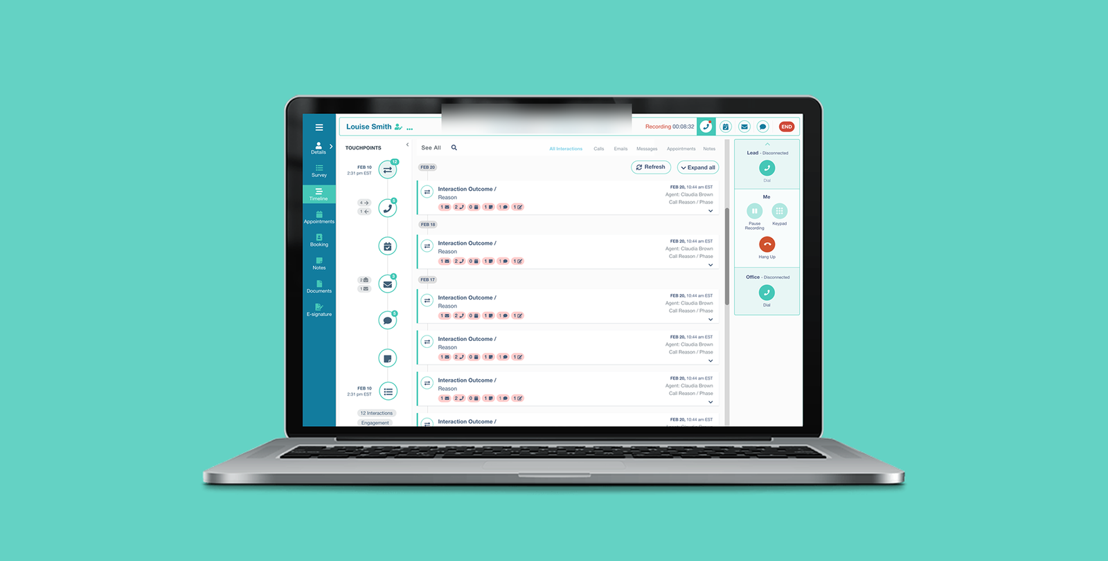 Redesigned Call Center dashboard with patient timeline and call controls